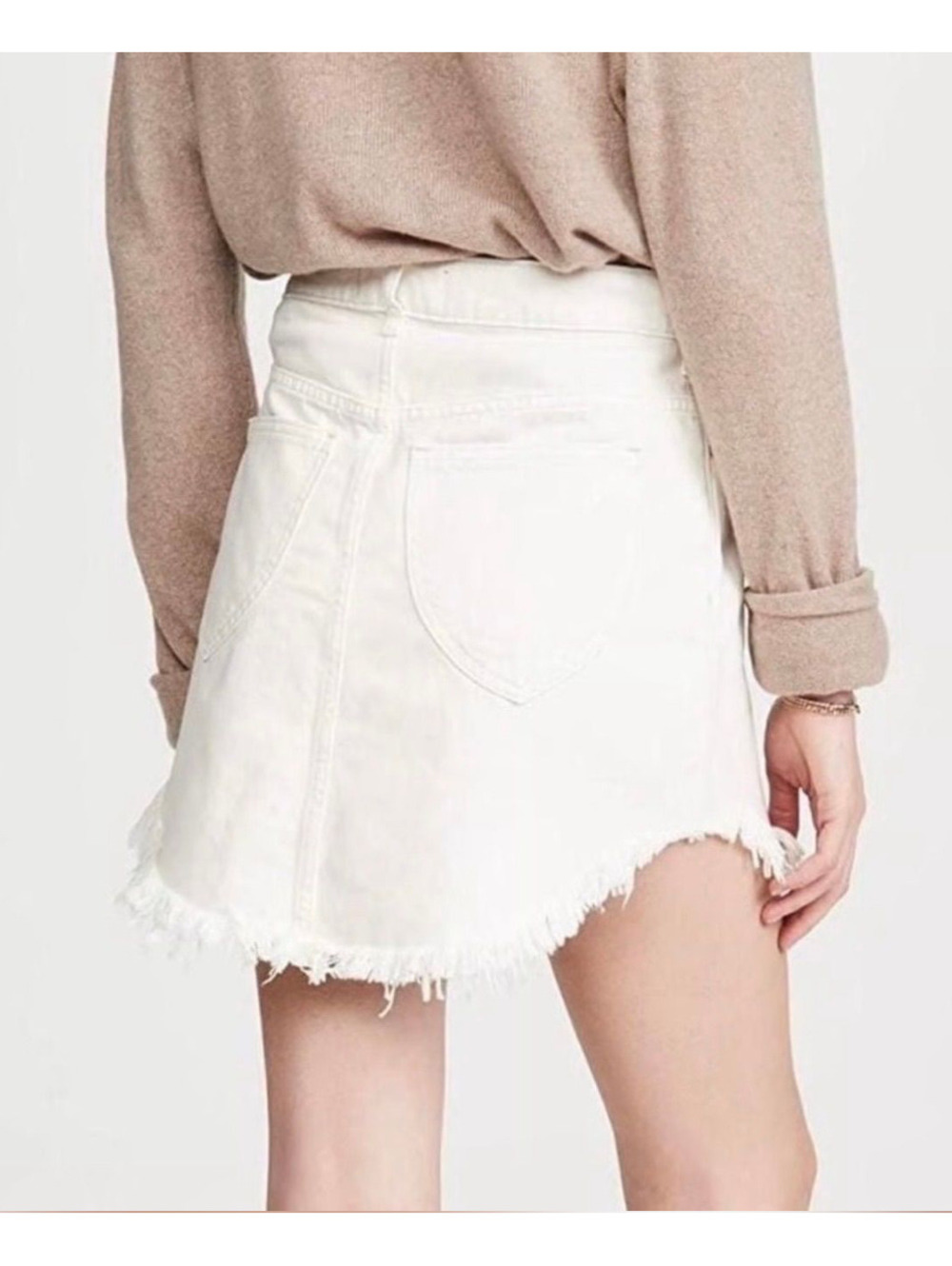 We The Free White Raw-Hem Frayed Denim Mini Skirt, size 26